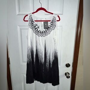 Very Cute NWT A-line Sleeveless Soft Cotton Dress Black & White Size XXL